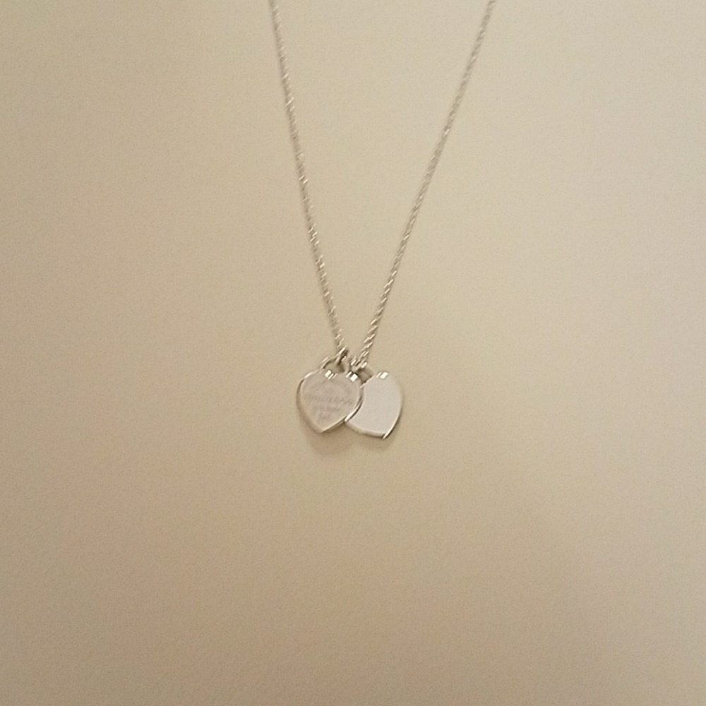 Tiffany mini double heart tag pendant